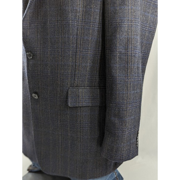 Bachrach Mens Blazer Sport Coat Sport Jacket Wool 4OL Prince of Whales Blue Gray - Picture 4 of 13